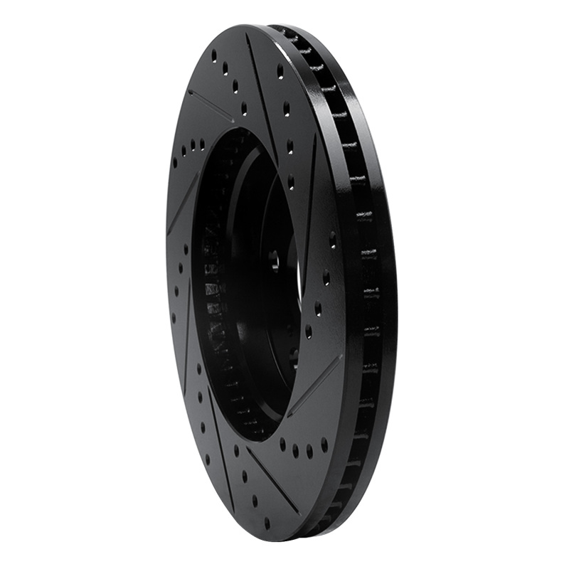 Lexus ES300 Brake Rotor (1) - Front Left - R1 Concepts - Drilled & Slotted - Black - `02-`15